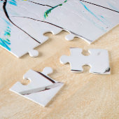Puzzle Fissures Abstraites en bleu jaune vert (Côté)