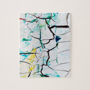 Puzzle Fissures Abstraites en bleu jaune vert