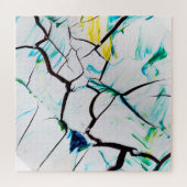 Puzzle Fissures Abstraites en bleu jaune vert (Horizontal)