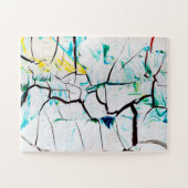 Puzzle Fissures Abstraites en bleu jaune vert (Horizontal)