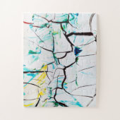 Puzzle Fissures Abstraites en bleu jaune vert (Vertical)