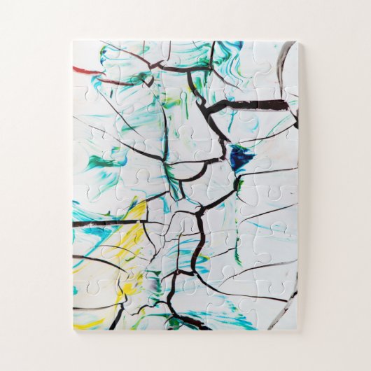 Puzzle Fissures Abstraites en bleu jaune vert (Vertical)