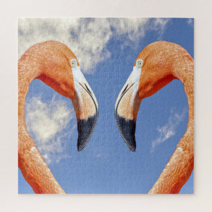 Puzzle flamant des Caraïbes amour cœur