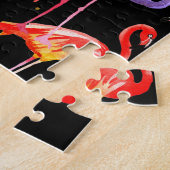Puzzle Flamant Oiseaux Colorés sur Fond Noir (Côté)