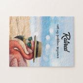 Puzzle Flamant rose à la retraite sur la plage avec Casqu (Horizontal)