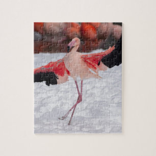 Puzzle Flamant rose amusant dansant le flamenco