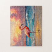 Puzzle Flamant rose animé sur la plage (Vertical)