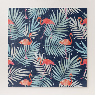Puzzle Flamant rose Aquarelle : Pink Tropical Elegance.