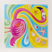 Puzzle Flamant rose avec étoile de mer (Horizontal)