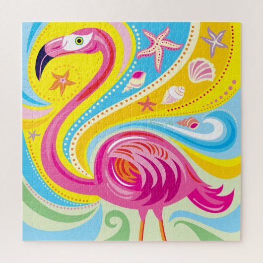 Puzzle Flamant rose avec étoile de mer (Vertical)
