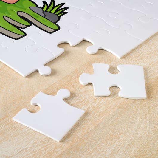 Puzzle Flamant rose comme randonneur avec sac à dos (Côté)