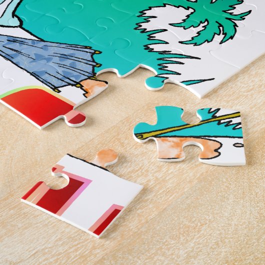 Puzzle Flamant rose dans le soleil (Côté)