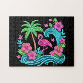 Puzzle Flamant rose de néon tropical (Horizontal)