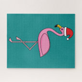 Puzzle Flamant rose de Noël avec Santa Hat (Horizontal)