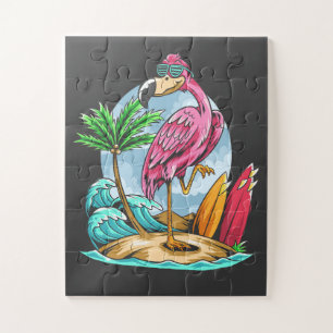 Puzzle Flamant rose de surf