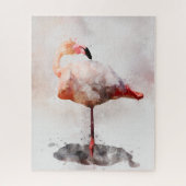 Puzzle Flamant rose debout en impression d'art à l'aquare (Vertical)