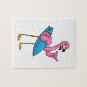 Puzzle Flamant rose en surfeur avec planche de surf (Horizontal)