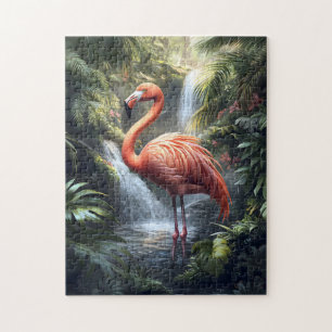 Puzzle Flamant rose et cascade de la Jungle