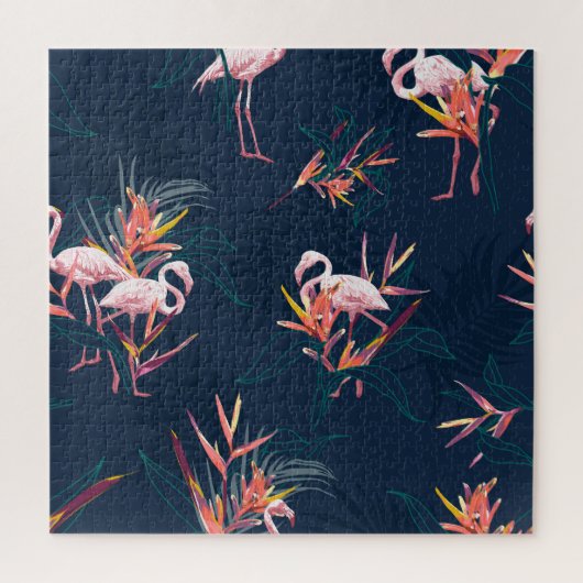 Puzzle Flamant rose hawaïen : oeuvre Vintage tropicale (Vertical)