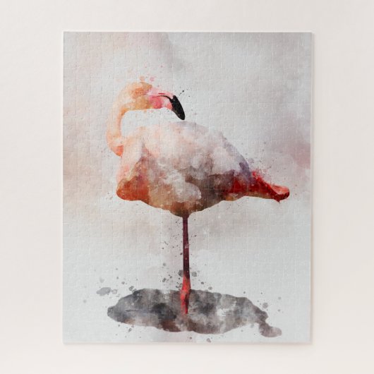 Puzzle Flamant rose rose - Aquarelle - 02 (Vertical)