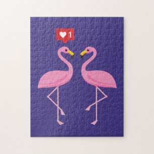 Puzzle Flamant rose Rose Comme Heart Pastel
