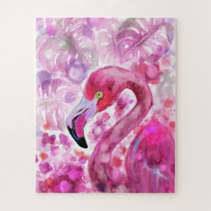 Puzzle Flamant rose rose en monde rose - Belle terre rose