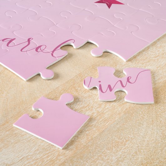 Puzzle Flamant rose rose mignon Stars Enfants Filles Nom (Côté)