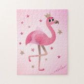 Puzzle Flamant rose rose mignon Stars Enfants Filles Nom (Vertical)