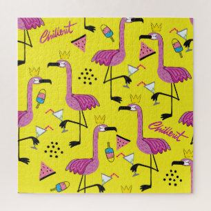 Puzzle Flamant rose rose : Motif de mode d'été