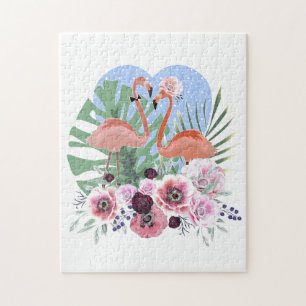 Puzzle Flamant rose rose, oiseau, aquarelle