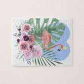Puzzle Flamant rose rose palmier tropical (Horizontal)