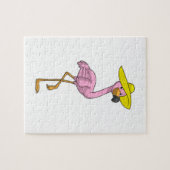 Puzzle Flamant rose sur la plage avec Casquette (Horizontal)