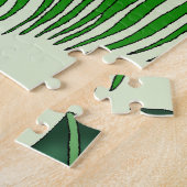 Puzzle Flamant Rose Tropical Feuilles de Palmier Vert Lys (Côté)