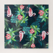 Puzzle Flamant rose tropical : Fleurs d'été Motif (Horizontal)