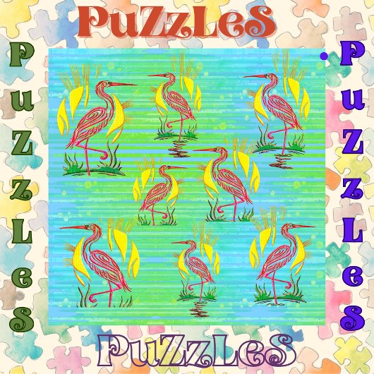 Puzzle Flamants roses en scène tropicale