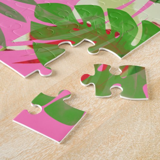 Puzzle Flamants roses en scène tropicale (Côté)