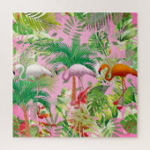 Puzzle Flamants roses en scène tropicale (Vertical)