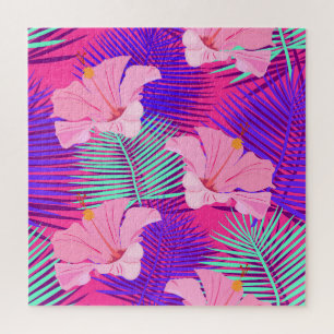 Puzzle Flamants roses exotiques : Vintage rose tropical.