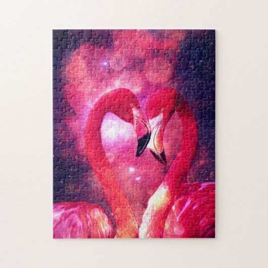 Puzzle Flamants roses mystiques Majestic en amour (Vertical)