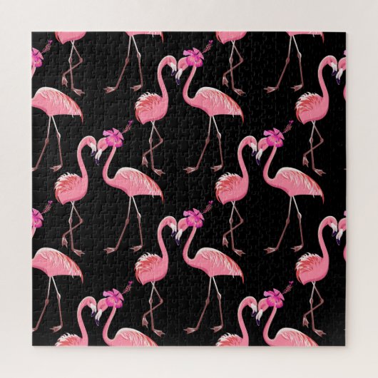 Puzzle Flamants roses roses : Arrière - plan noir Vintage (Vertical)