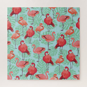 Puzzle Flamants roses roses : Exotic Seamless Motif.