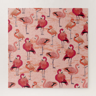 Puzzle Flamants roses roses : Motif Tropical sans couture