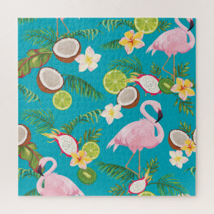 Puzzle Flamants roses roses : Tropical Seamless Motif