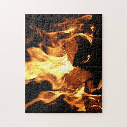 Puzzle Flames on Burning Logs (Vertical)