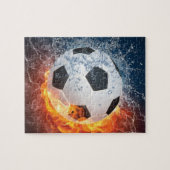 Puzzle Flaming Football/Soccer Ball Throw Pillow (Horizontal)