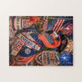 Puzzle Flamingo Happy 250th Birthday America July 4th (Horizontal)