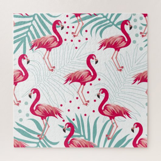 Puzzle Flamingo tropical et feuille, motif d'été. (Vertical)