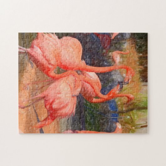 Puzzle Flamingos drawing colorful (Horizontal)