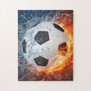 Puzzle Flamme Football/Balle de Football Jeu d'oreiller