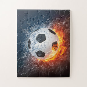 Puzzle Flamme Football/Balle de Football Jeu d'oreiller
